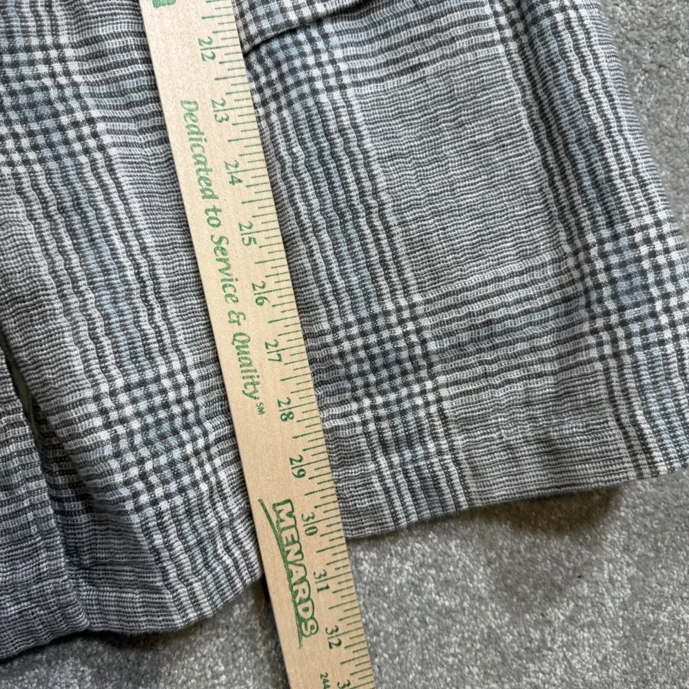 J‎ Jill Love Linen Blazer Plaid Longline Womens Lrg Boyfriend Fit Blue Academia